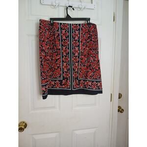Talbots Women's Short Skirt Plus Size 16W A-lined Skirt Red Paisley Side Zip